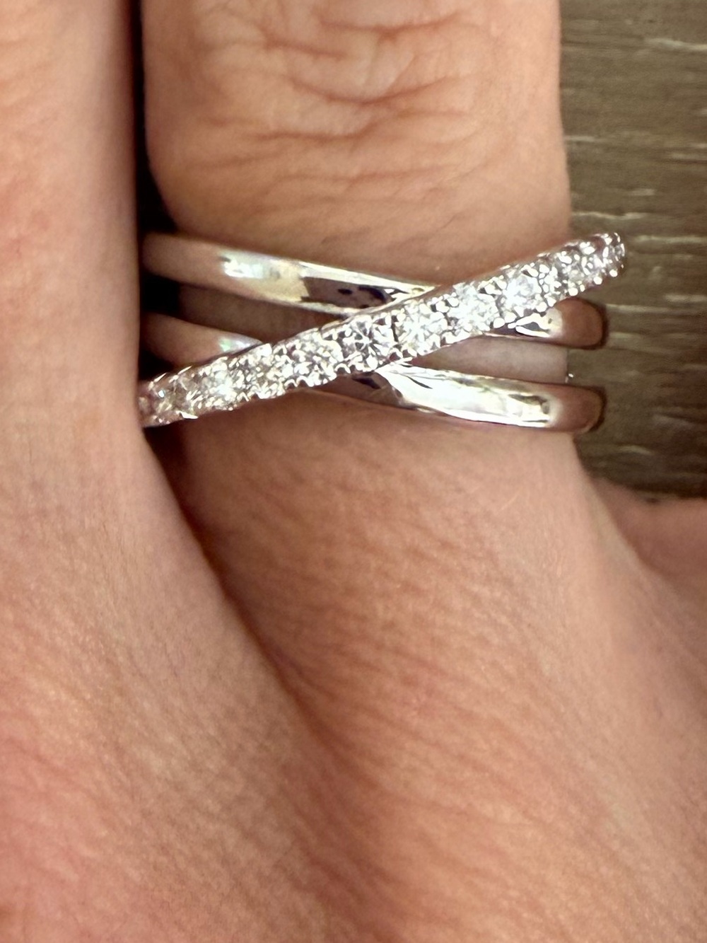Moissanite Crisscross Ring | 0.46 CTW VVS D | Size 7